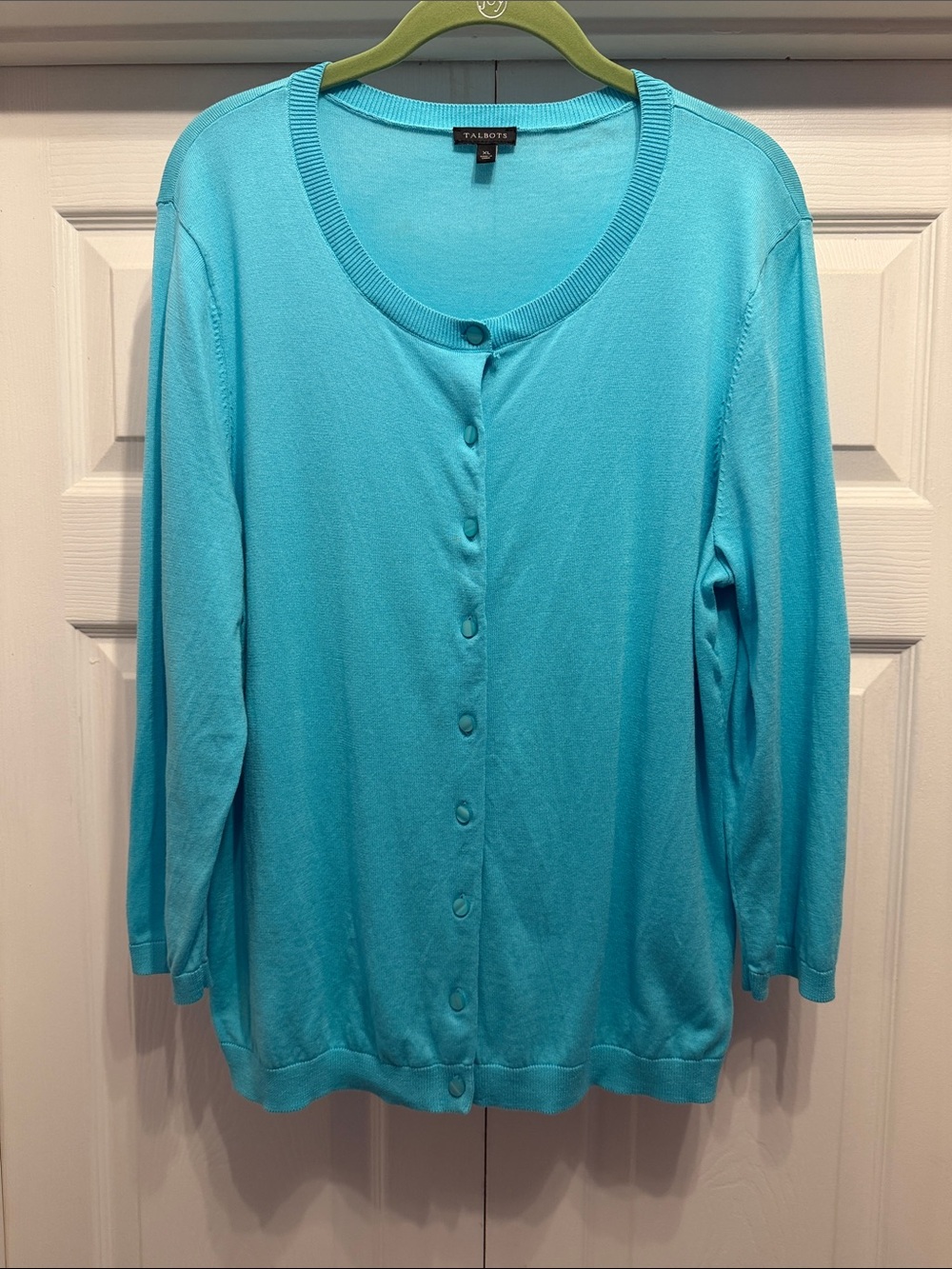 Talbots Aqua Blue Button-Front Cardigan